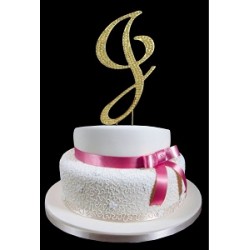 Gold Letter J Rhinestone Cake Topper Decoration